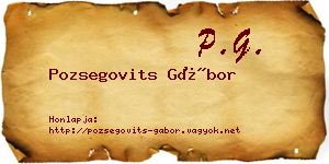 Pozsegovits Gábor névjegykártya