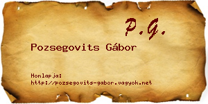 Pozsegovits Gábor névjegykártya